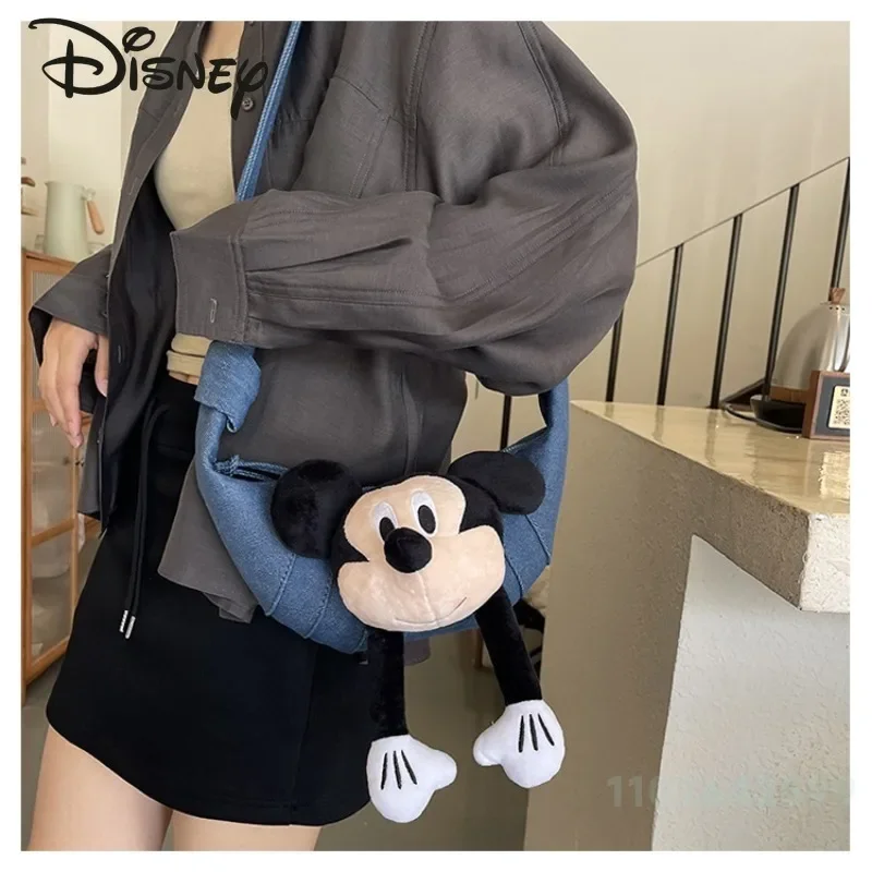 Disney-Bolso de cintura de Mickey para mujer, bandolera de alta calidad con dibujos animados, versátil, almacenamiento móvil