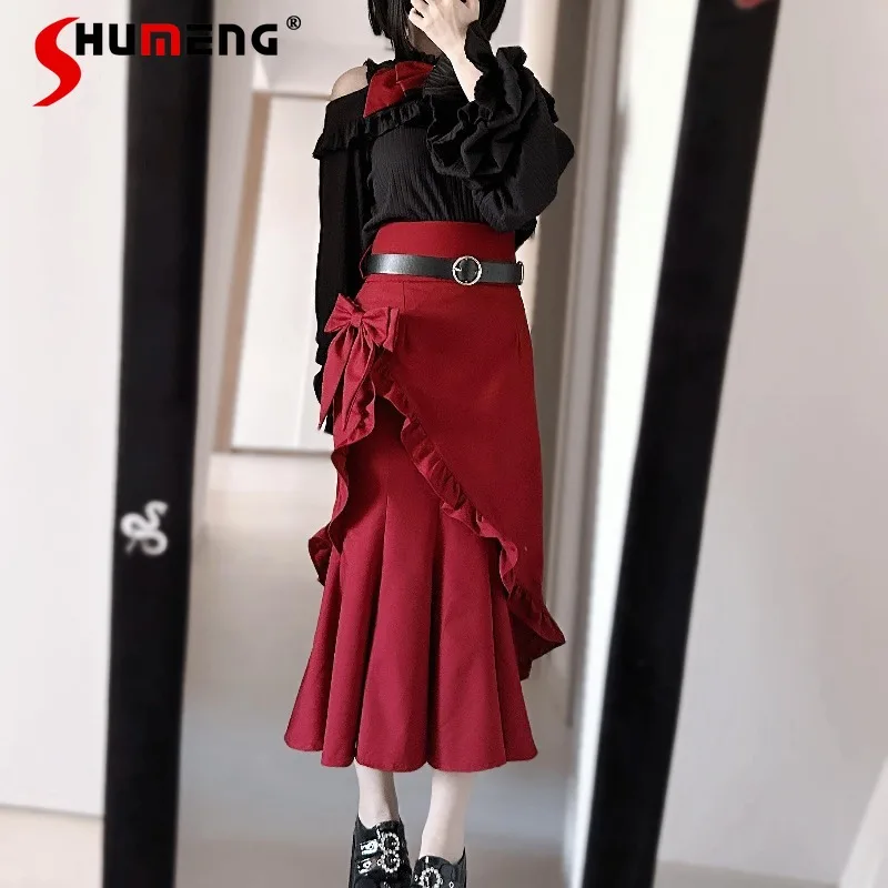 

Japanese Lolita Clear Mass-Produced Style Lace Bow Off-Shoulder Sweater Rojita Sweet Cute Y2K Long-sleeves Knitwear Pullovers