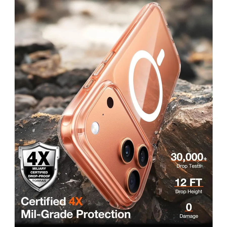 군용 등급 낙하 보호 기능과 더 강력한 자기 충격 방지 디자인을 갖춘 아이폰 17 프로용 MagSafe 호환 강화 카메라 보호 케이스