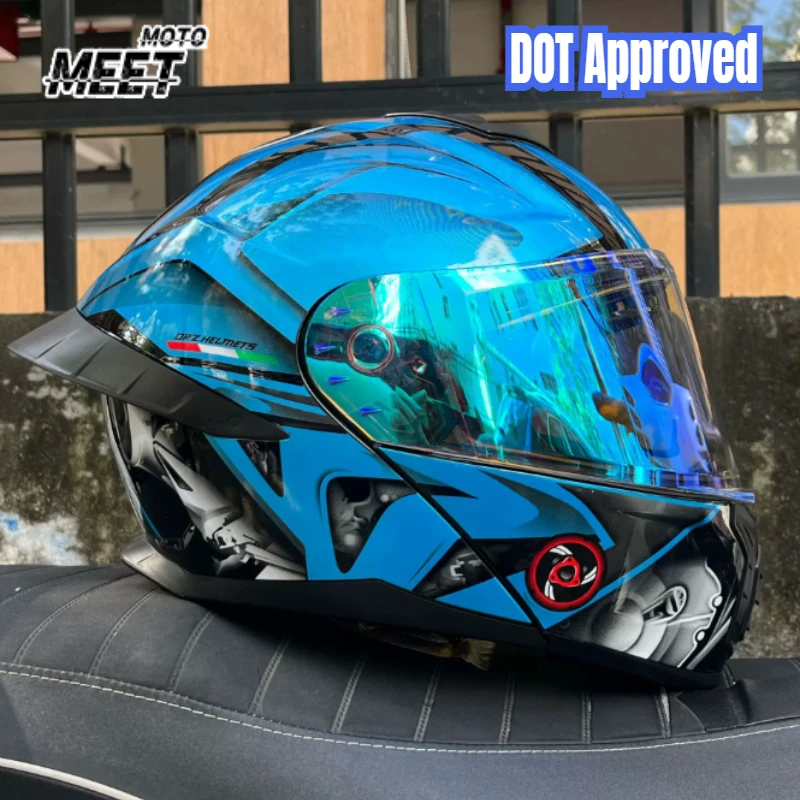 

Мотоциклетный шлем с двойным козырьком, модульный откидной анфас, шлем Cascos Para Moto, мотокросс, линзы ночного видения, одобрено DOT