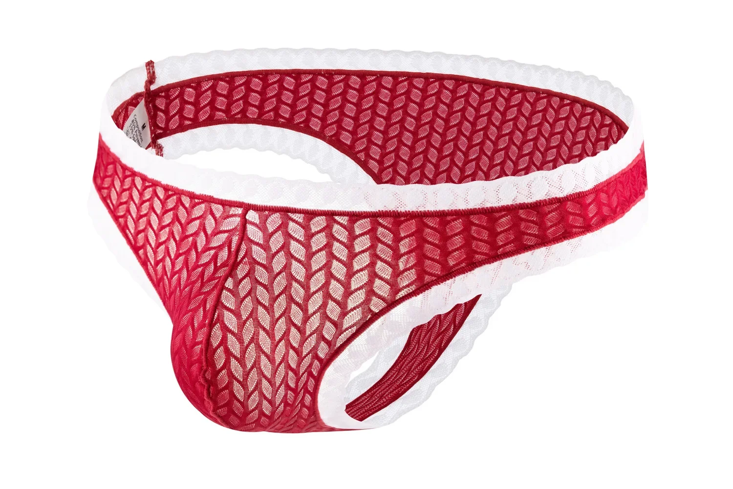 Men Lace Trim T-back Thong Underwear High Stretch Low Waist 3D U Convex Pouch Sexy See Through Matching Couple Intimate Panties