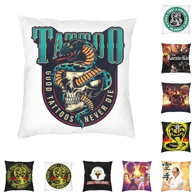 TV Cobra Kai Cushion Cover Serpentine Good Tattoos Never Dies Velvet Cute Throw Pillow Case Living Room Decoration