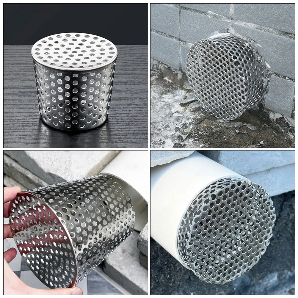 

Stainless Steel Mesh Cover Gutter Downspout Guards Drain Rooftop Balcony Bathroom Easy Installation Durability Water