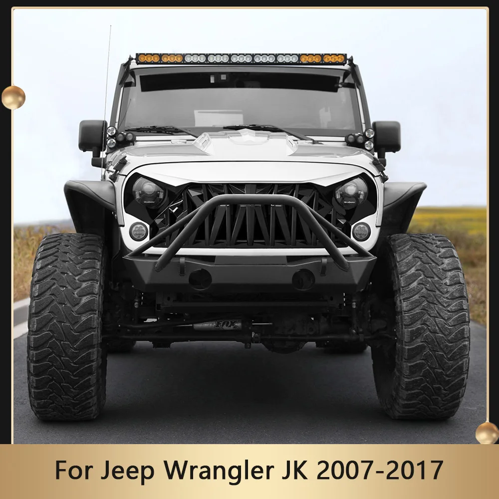 

Off-Road Car Inlet Guard Grid White And Black For Jeep Wrangler JK 2007-2017 ABS Shark Grill Front Bumper Grille Racing Grills