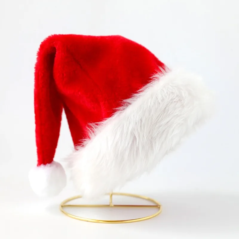 

Christmas Hat Children's Short Red Long Fleece Hat Adult New Holiday Christmas Party Decorations Accessories Hats Xmas Gift