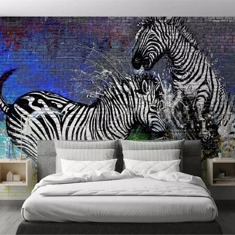 wellyu Custom Wallpaper 3D Photo Murals Modern Fashion Minimalist Watercolor Zebra Brick Wall Cool sofa Background Wall paper