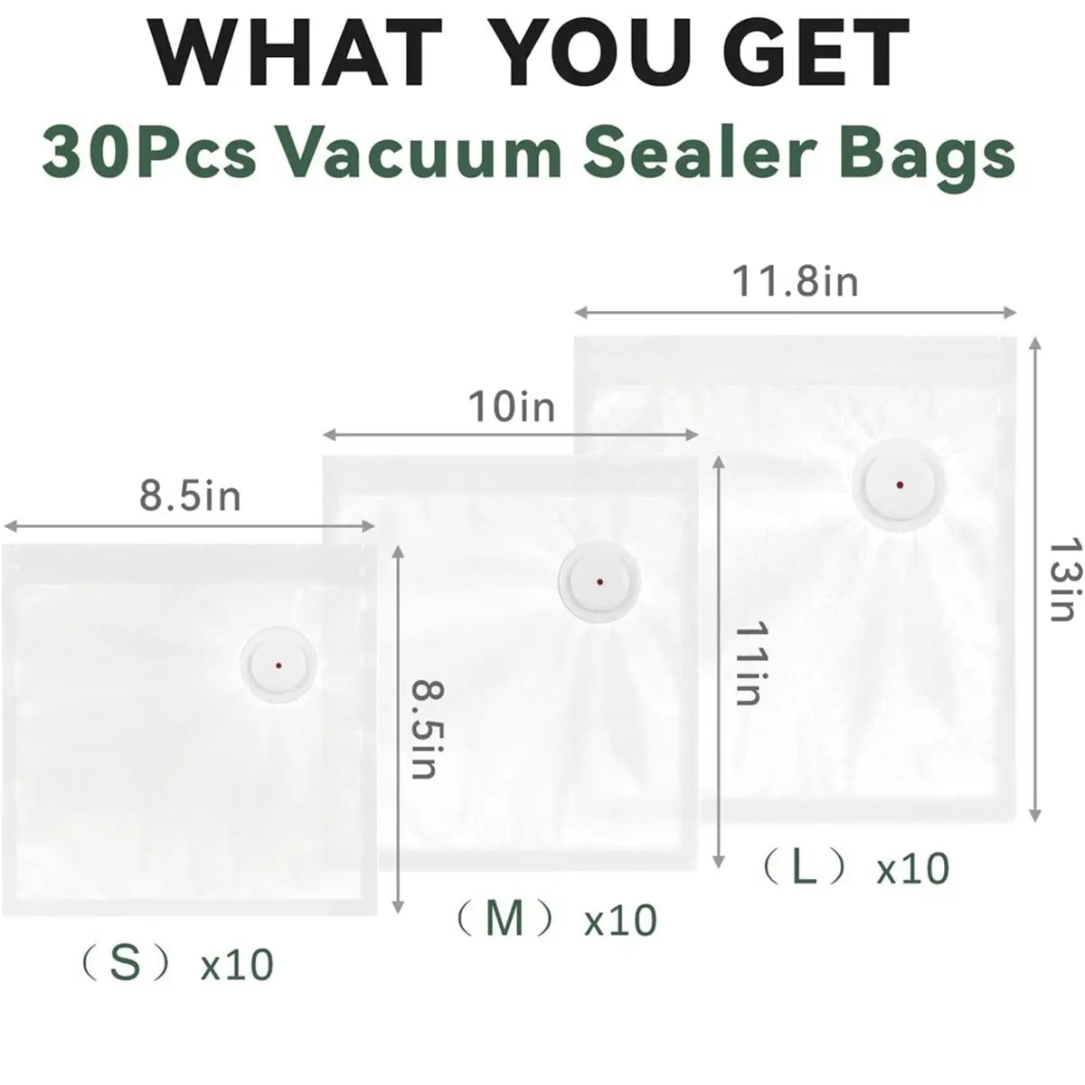 Multi-use Gear Reusable Vacuum Sealer Bags for Food 30 Pack, Sous Vide Bags, Microwave & Freezer Safe, Works with Most Sealers