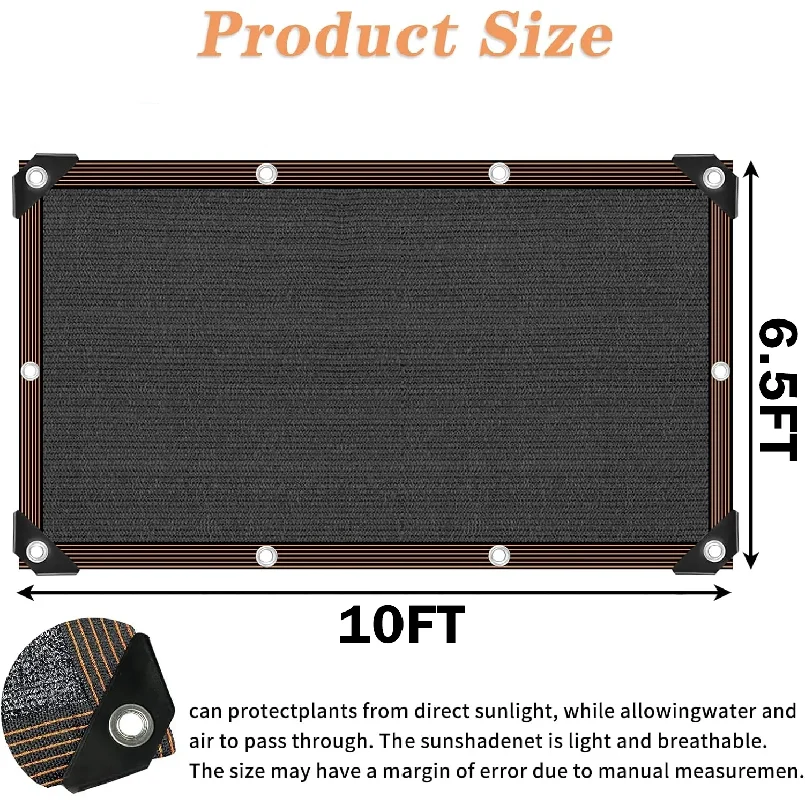 Shade Cloth Sun Shade Net with Grommets, UV Resistant Garden Shade Mesh Cover for Patio Pergola Greenhouse Plant Protection