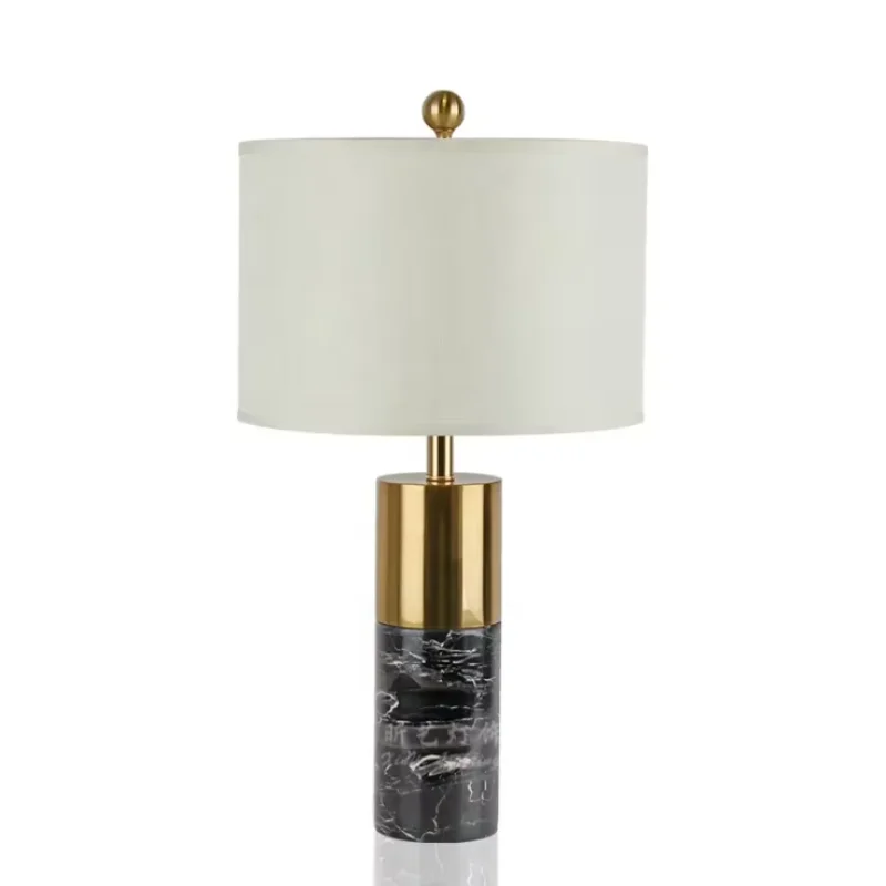 Home decor modern luxury bed side fabric shade metal table lamps reading lamps for bedroom