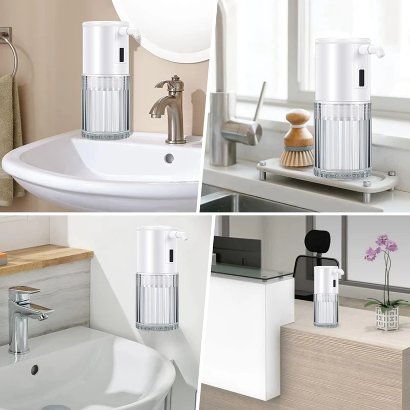 タッチレス充電式自動石鹸ディスペンサー、バスルーム用ハンドソープ、カウンタートップ、使いやすい、350ml