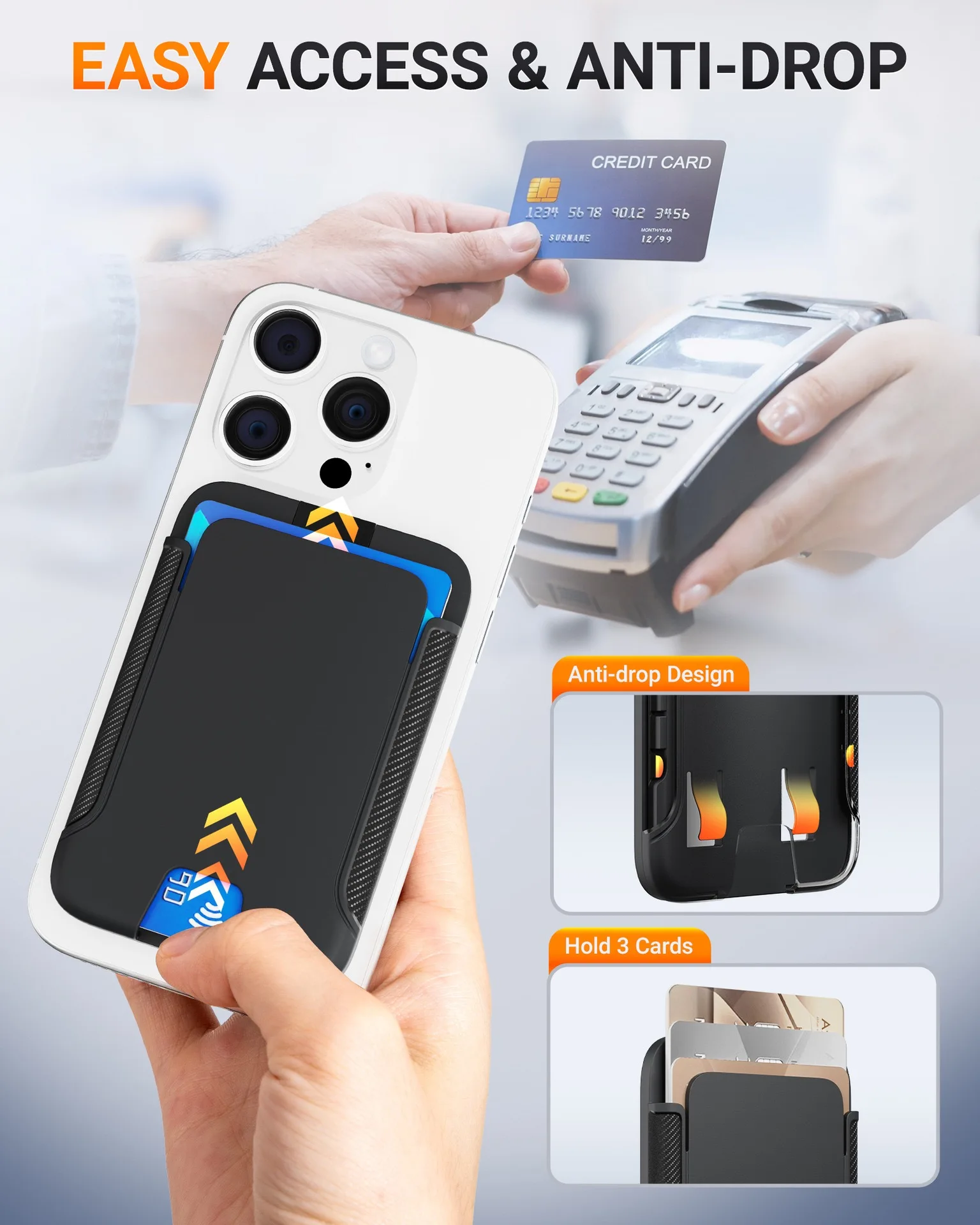 Verbesserte magnetische Kartenhalter-Handy-Geldbörse, kompatibel mit MagSafe-Geldbörse für iPhone 16, 15, 14, 13, 12, Max Plus Pro – Detail 2