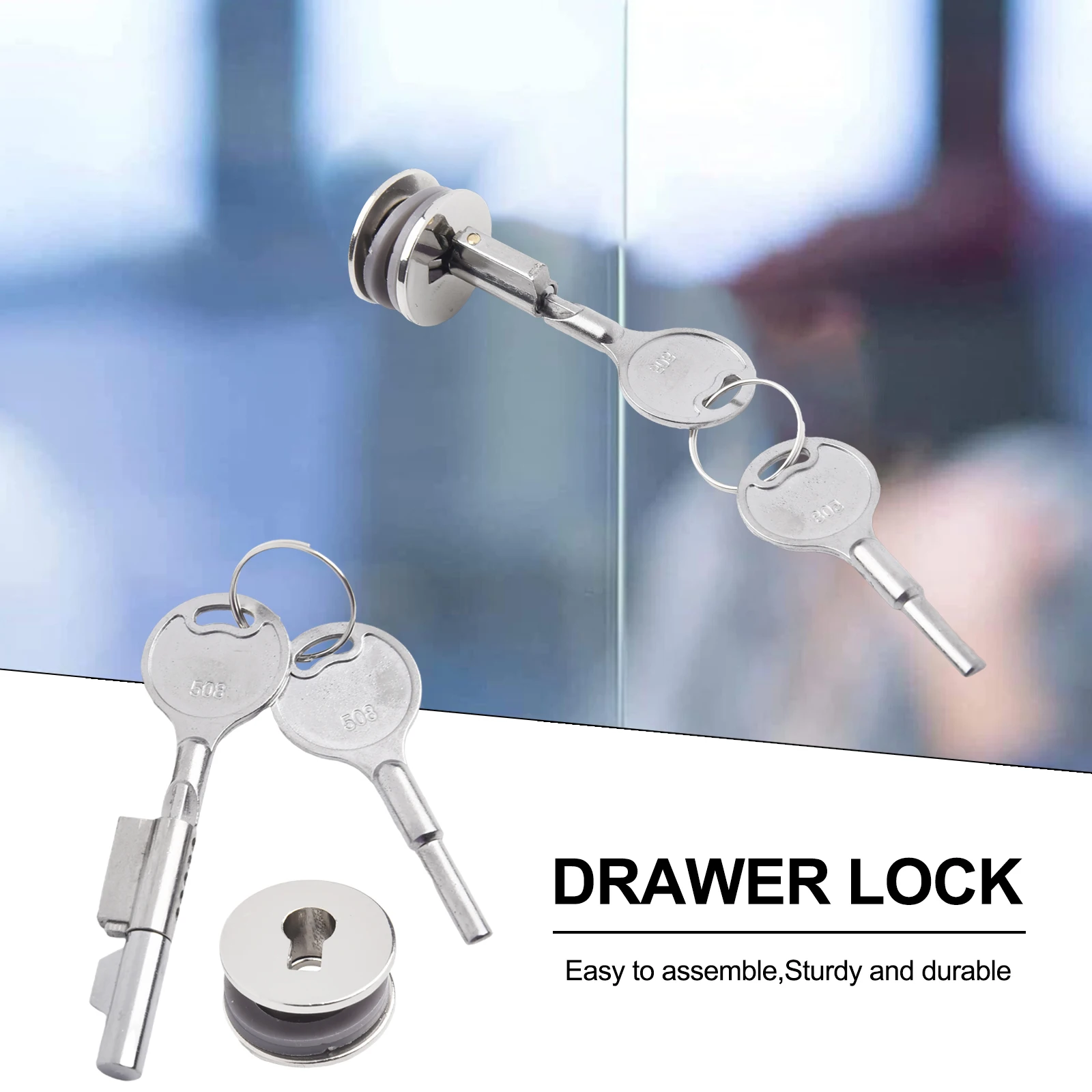 1pcs 16mm Glass Door Lock With Keys Counter Jewelry Cabinet Hardware Display Case Sliding Zinc Alloy Door Hardware