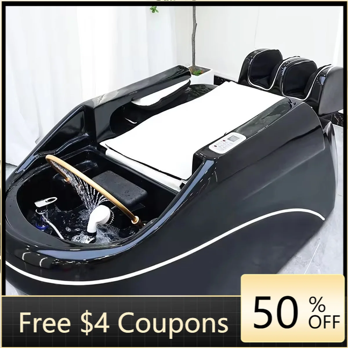 Multi-functional Thai Head Therapy Shampoo Bed, Reclining Massage Hair Washing Chair for Hair Salon Scalp Care Spa