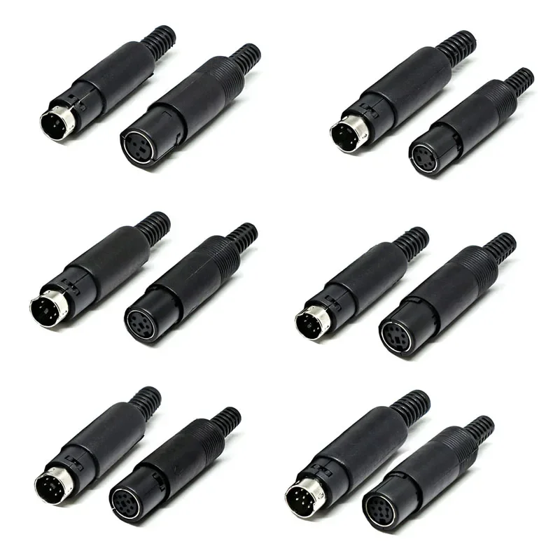 Mini DIN Plug 3/4/5/6/7/8 Pin Chassis Socket Male Female Connector Welding Cable Mount Mini PS2 Terminal Wire Solder Connector