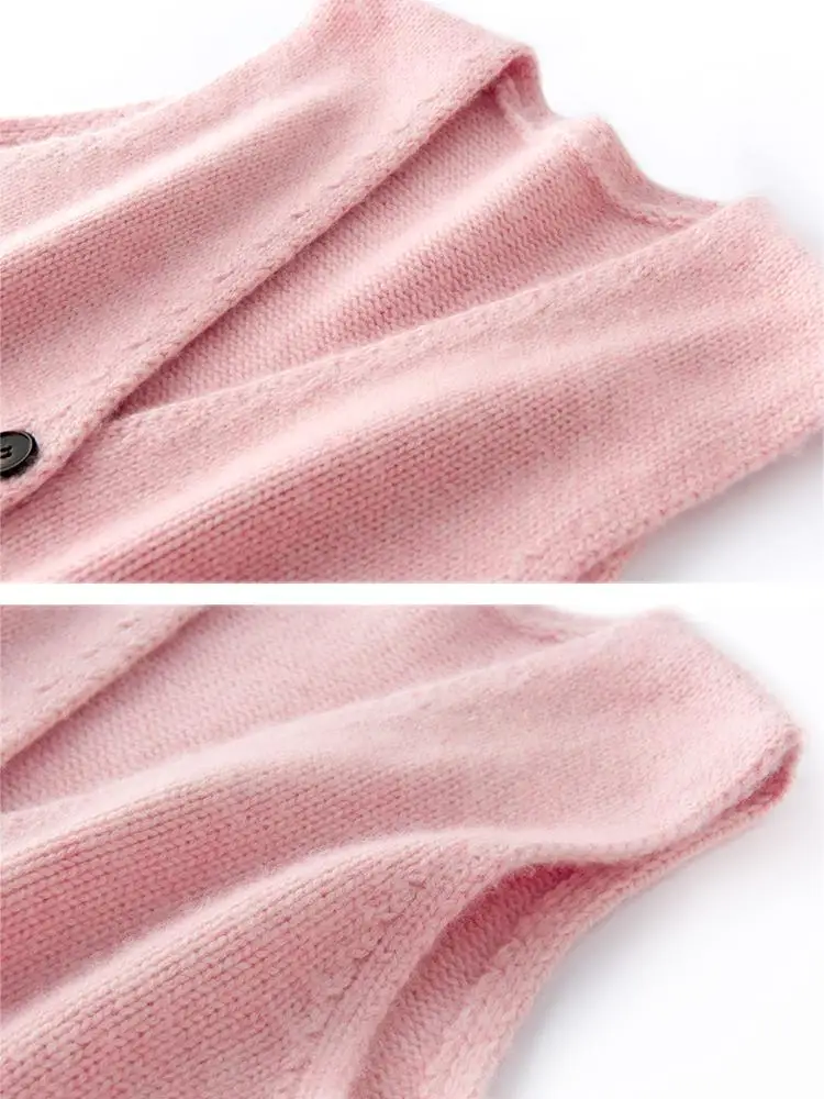 

Autumn Winter Thickening Women Cashmere Sweater Waistcoat V-neck Cardigans Vest 100% Cashmere Knitwear Loose Sleeveless Clothing
