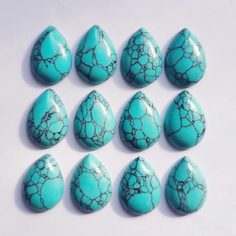 

Fashion 18x25mm turquoise stone beads natural stone teardrop CAB CABOCHON for jewelry accessories Free shipping 24pcs/lot