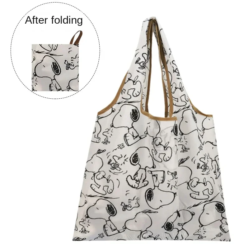 Borsa a tracolla pieghevole Cartoon Snoopy Anime riutilizzabile per generi alimentari Borsa ecologica di grande capacità Borsa da viaggio per