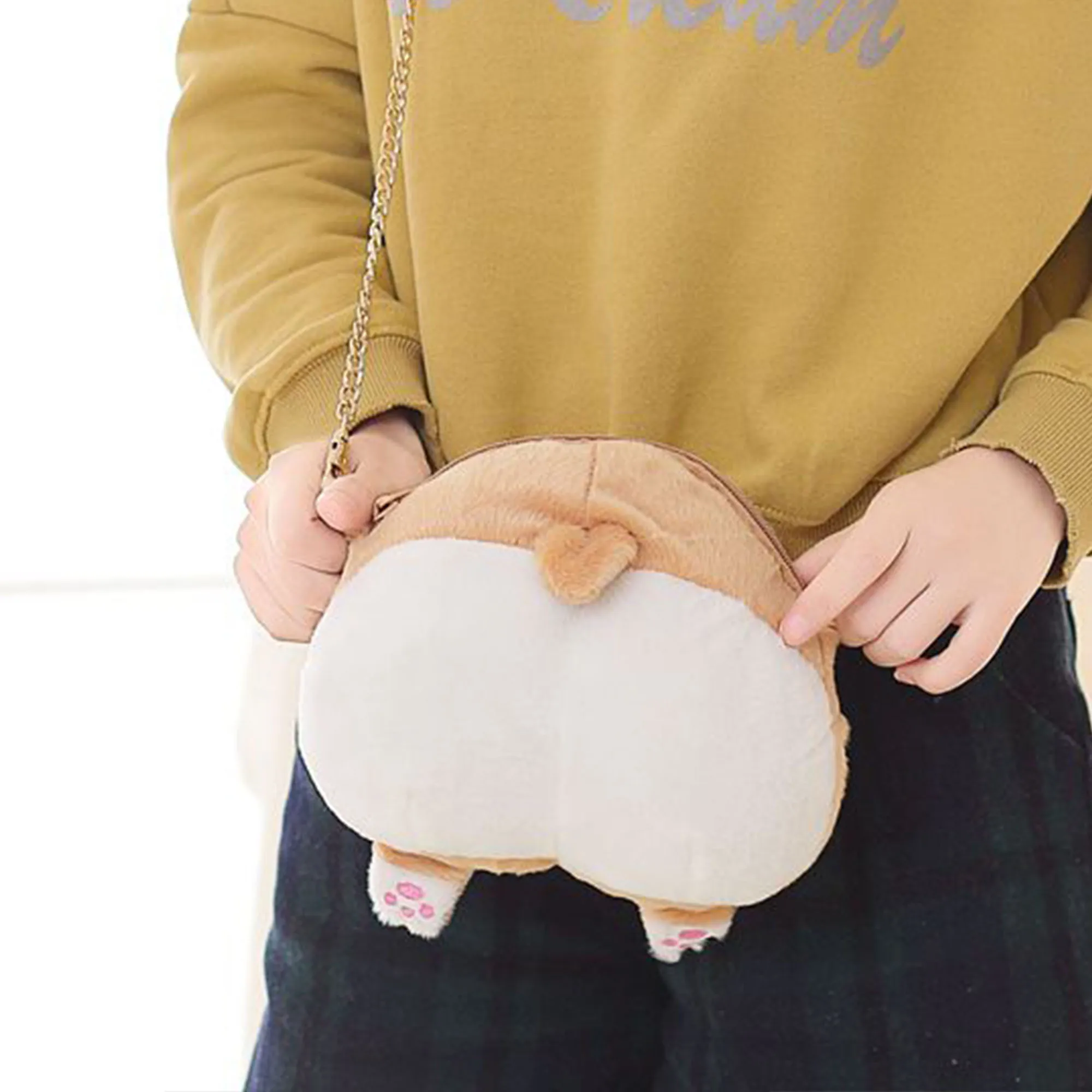 かわいいコーギーのお尻のぬいぐるみコインパース、クロスボディバッグ、ぬいぐるみ人形、柔らかくて愛らしい可愛いおもちゃ、男の子、女の子、子供へのプレゼント、誕生日プレゼント