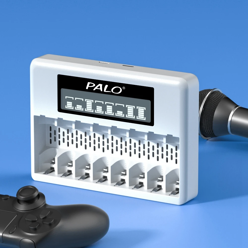 Интеллектуальное зарядное устройство PALO 1,5 В АА ААА USB, зарядное устройство для литий-ионных батарей с 8 слотами и ЖК-дисплеем для литий-ионных аккумуляторов 1,5 в, 2А, 3А