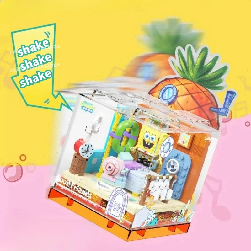 Spongebob Series Building Blocks Box Patrick Star Krusty Krab Squidward Tentacles Room Model Assembled Toy Ornaments kids Gift