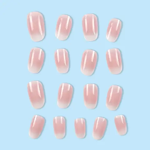24 पीस ओवल शॉर्ट पिंक प्रेस ऑन नेल्स सिंपल ओम्ब्रे स्प्रिंग फाल्स नेल स्वीट सैसी कूल महिलाओं और लड़कियों के लिए रिमूवेबल वियरेबल नेल आर्ट 12 best sales नकली नाखून छोटे - №3
