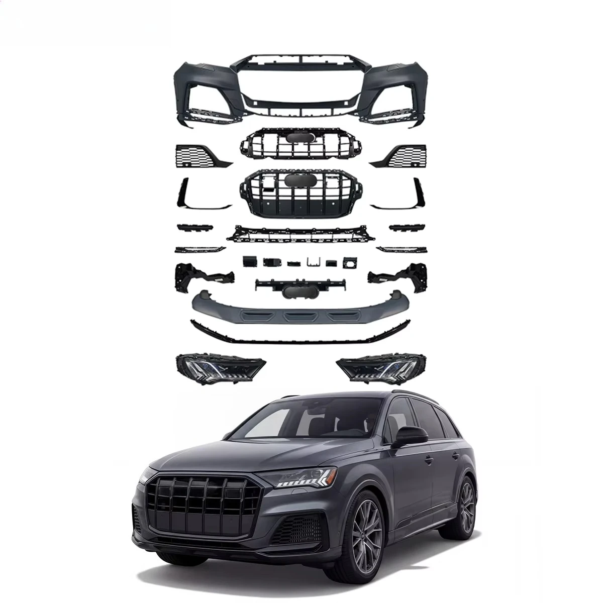 

Q7 2016-2019 Upgrade To SQ7 2020-2023 Facelift Body Kit Plastic Front Bumper Headlight Surround Perfect Fit