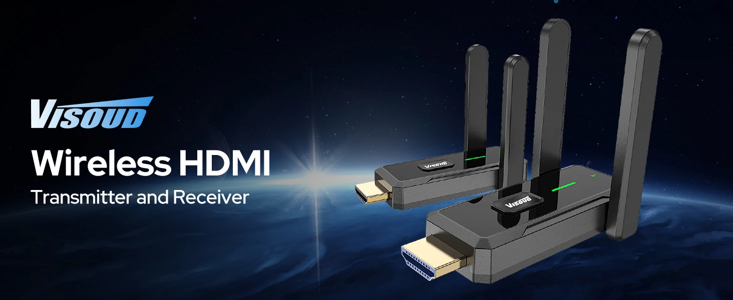 2026 Wireless Transmitter and Receiver, 492FT Long Range Extender, Low Latency & Stable Connection, Streams Video Wirelessly from Netflix, Laptop, TV Box, Camera to Multiple Screens & TVs