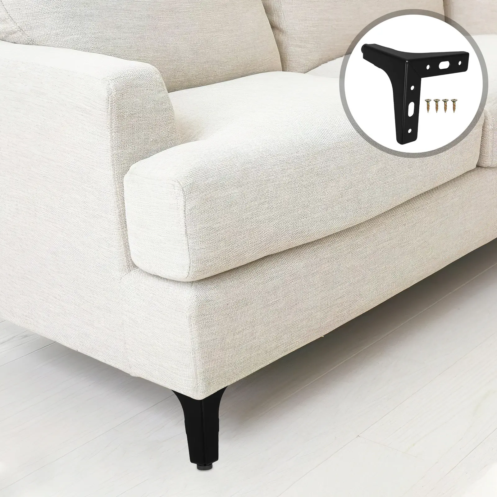 4Pcs Leg Chair Replacement Furniture Legs Modern Sofa Cabinet Couch Ottoman Feet Black 10CM Heavy Duty