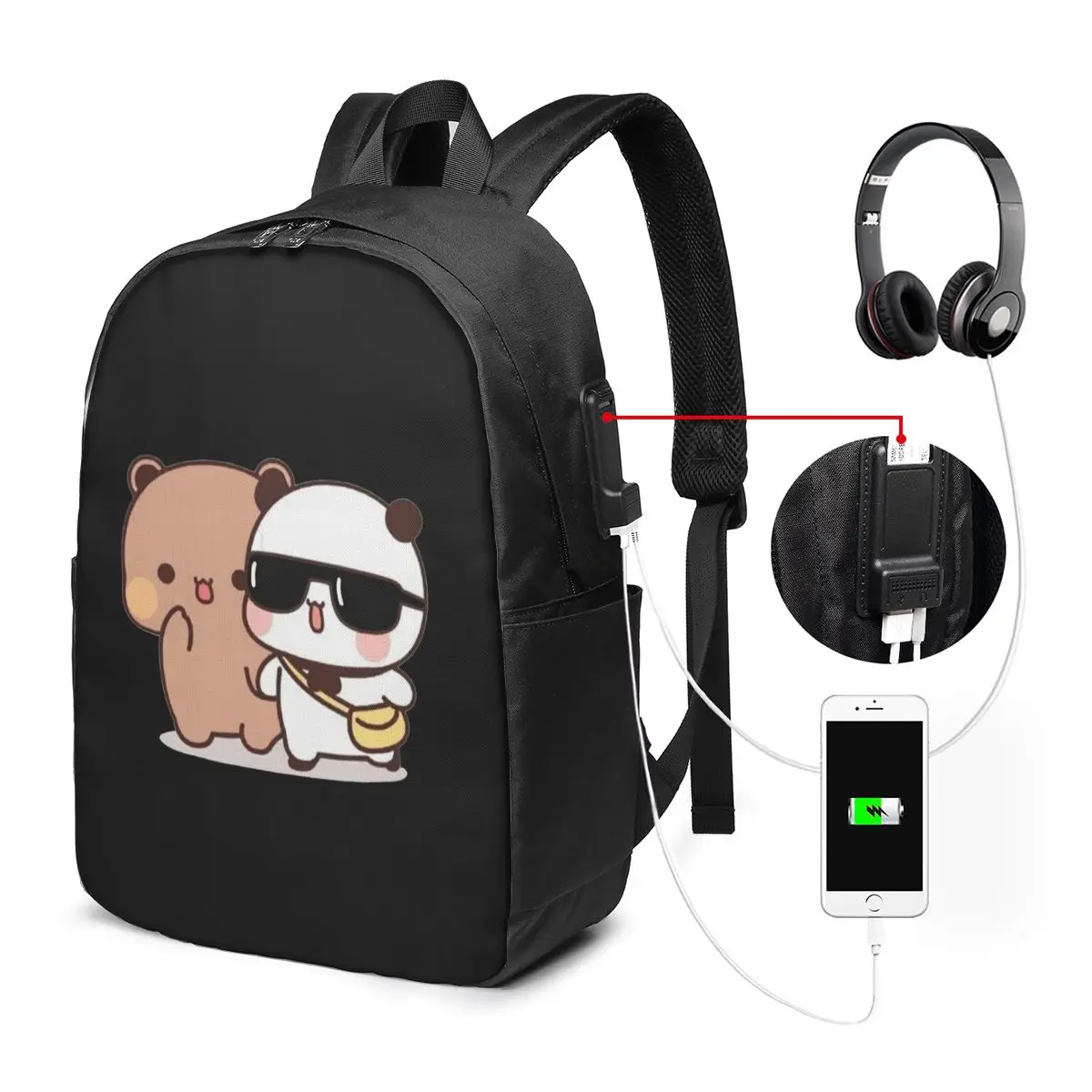 

Bear And Panda Bubu Dudu Balloon Backpack Travel Notebook Bag Computer College Student School Bag Laptop Shoulder Bags
