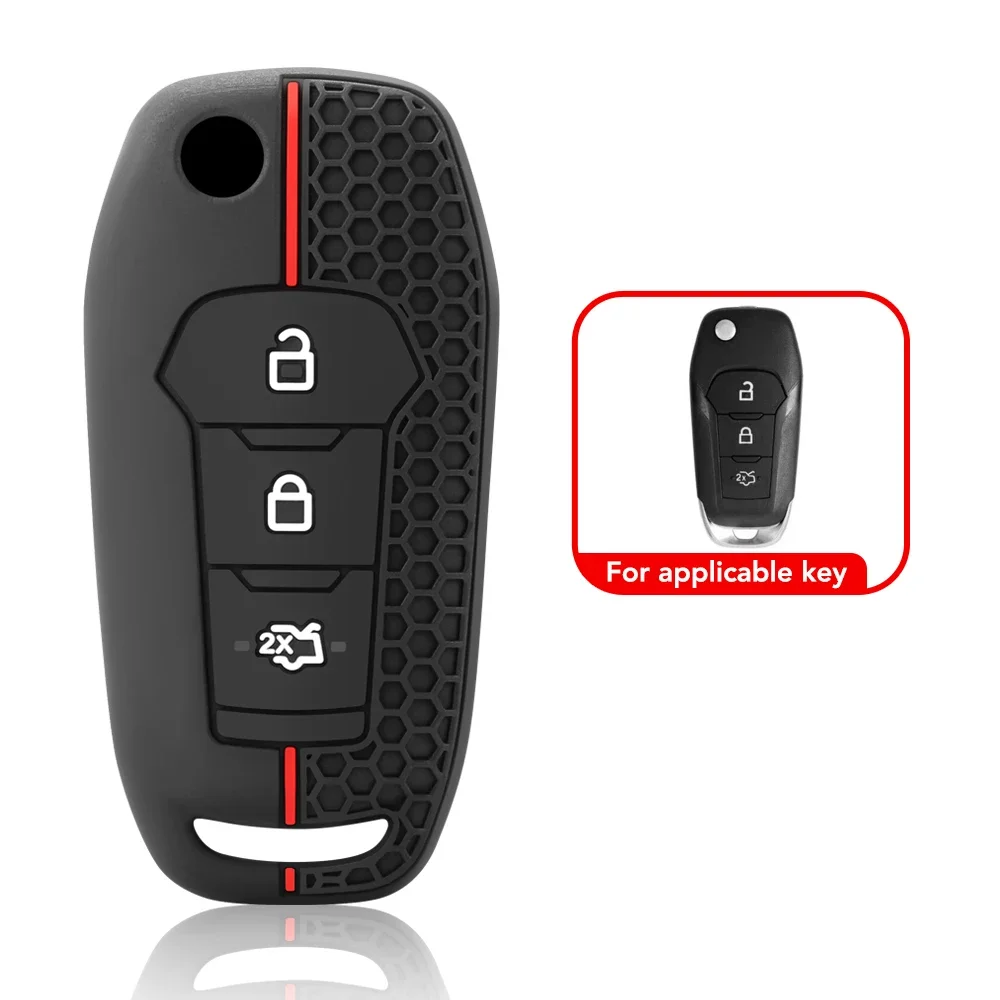 3 Buttons Silicone Car Remote Key Case Cover For Ford Figo 2017 Mondeo 5 Ecosport Puma 2020 Fiesta Mk8 Everest Ranger