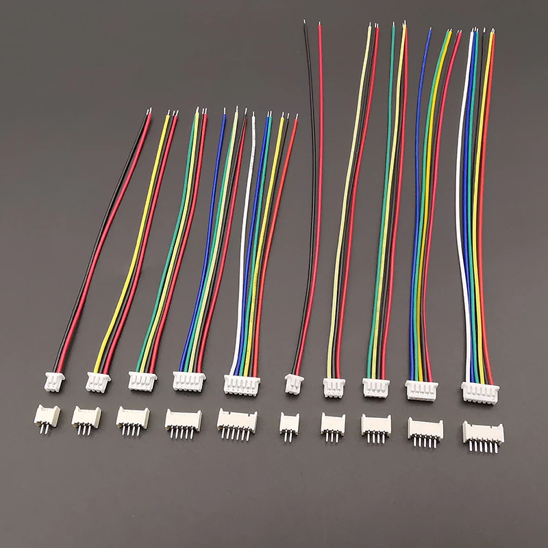 10Sets Mini Micro JST 1.25mm Pitch 2/3/4/5/6/7/8 Pin Single-ended with Terminals Housing Plug Wire Cable Connector 28AWG 10/15CM