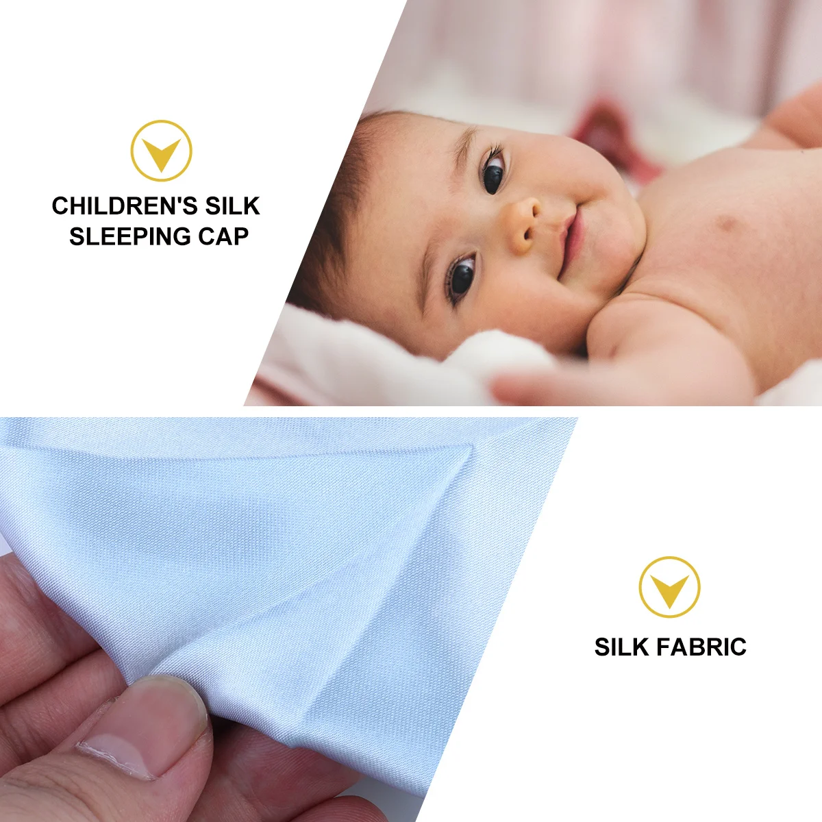 

3Pcs Children Sleeping Hats Adjustable Elastic Satin Breathable Lightweight Hair Care Caps for Kids 2-7 Years Yellow