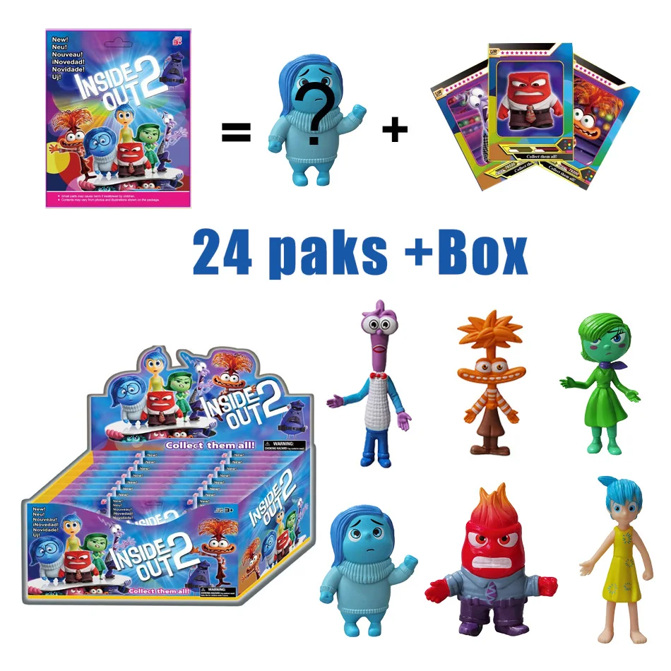 

24 шт. Inside Out 2, экшн-фигурка, игрушка из мультфильма, радость, тревога, гнев, smutek, снятие страха, модель куклы, фигурки, подарок для детей