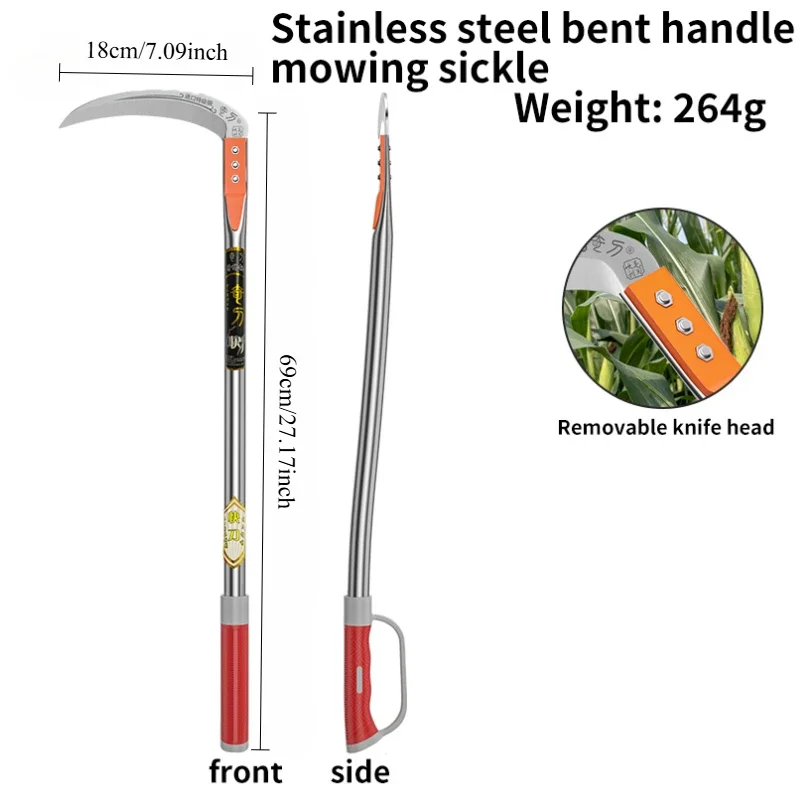 Long Handle Grass Sickle Garden Weeding Sickle Weed Removal Tool for Lawn Yard Farming Crack Weeder Patio Driveway Gardening