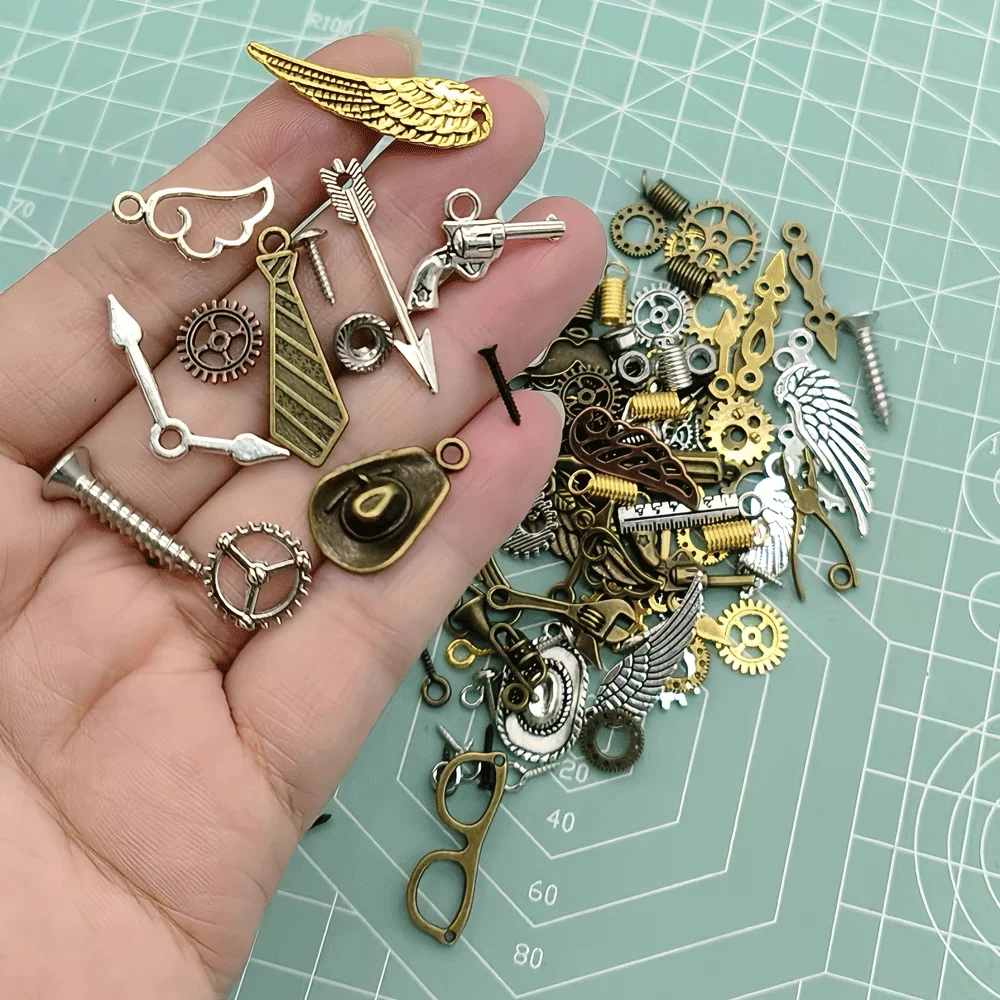Accessori per orologi Puntatore per ingranaggi a vite a vento a vapore punk fai-da-te, costruzione di materiali punk con ciondolo per collana portachiavi