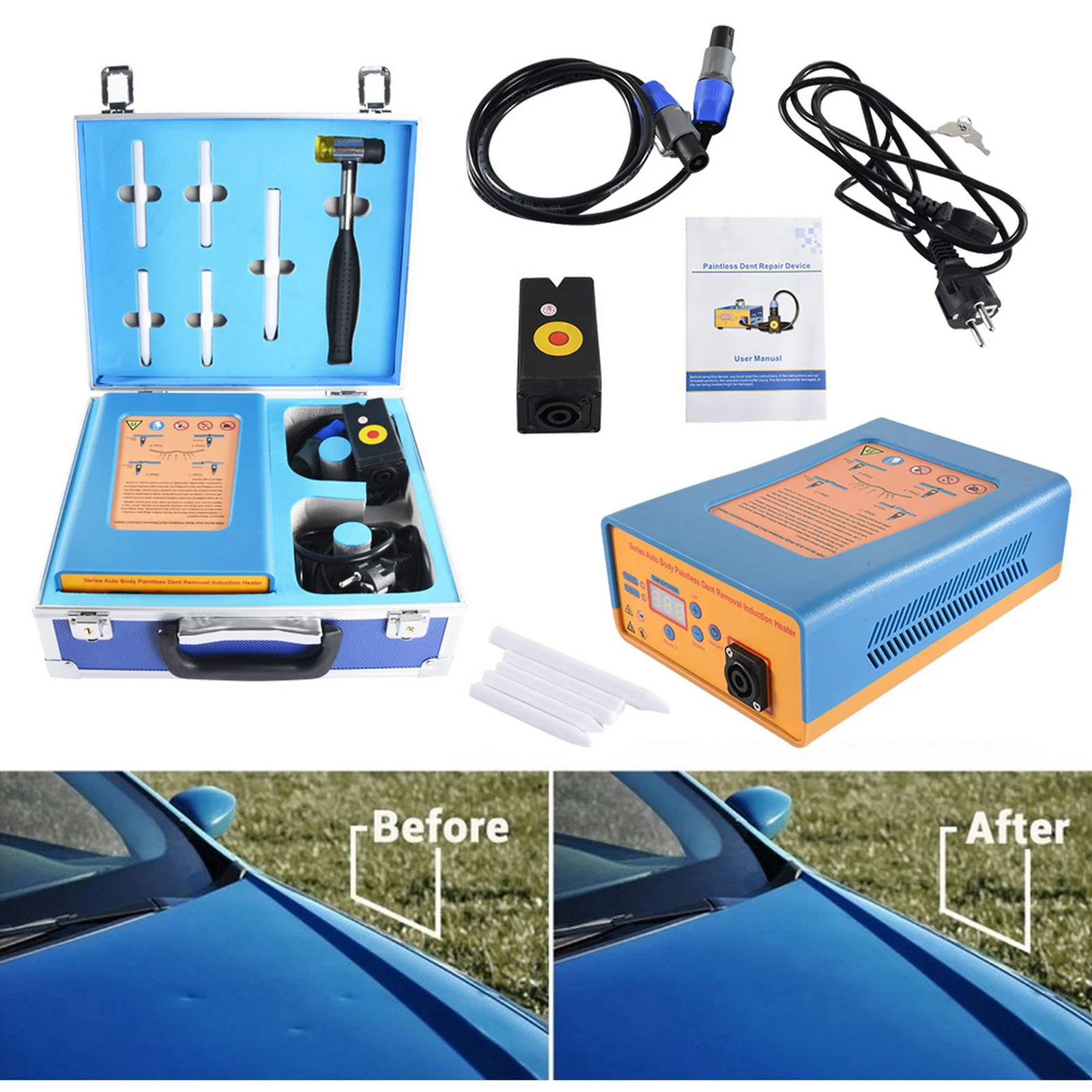 

Portable Car Body Paintless Dent Repair Instrument PDR Sheet Metal Dent Repair Machine Auto Body Dent Scratch Removal Tools Kit