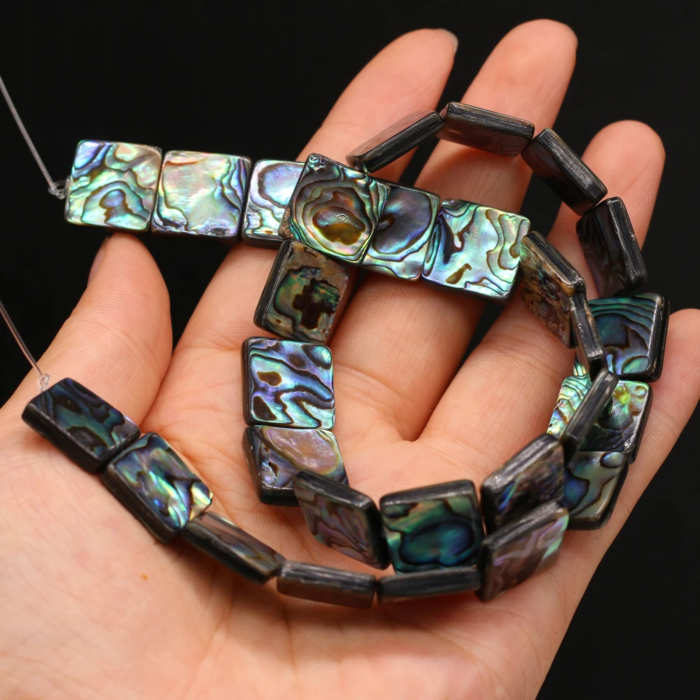 DIY-Perlen in quadratischer Form, Isolationsperlen, Perlen aus Abalone-Muschel, 8–14 mm, zum Basteln von Schmuck, für DIY-Halsketten, Armbänder, Ketten und Ohrringe. – Detail 4