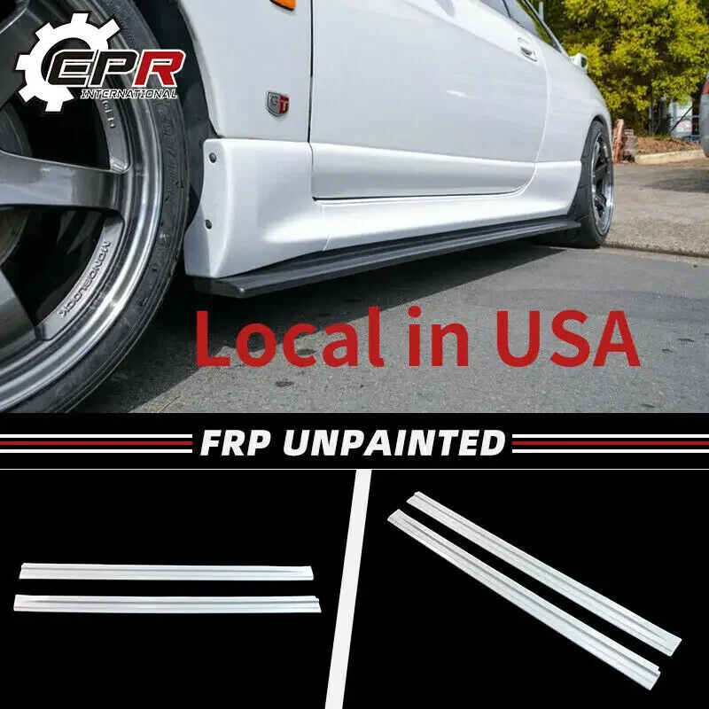 For Nissan Skyline R33 GTR EPA Type FRP Unpainted Side Skirt Extension Addon Trim Bodykits 2pcs Unfinish