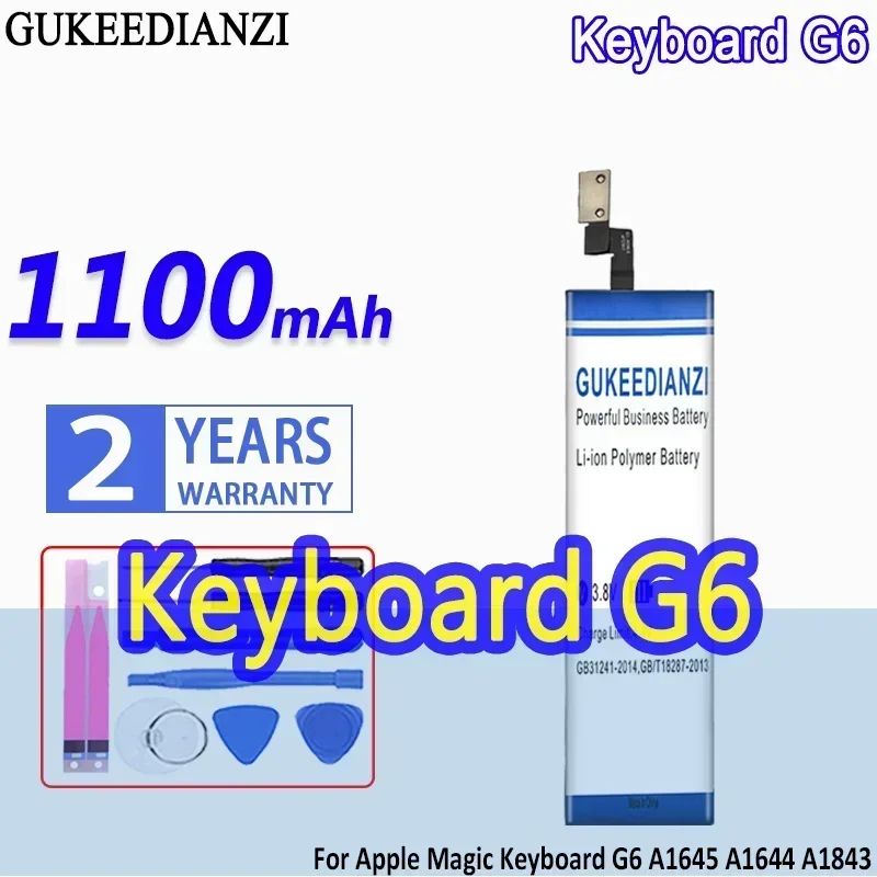 High Capacity GUKEEDIANZI Battery  1100mAh For Apple Magic Keyboard G6 A1645 A1644 A1843 Wireless Digital Batteries