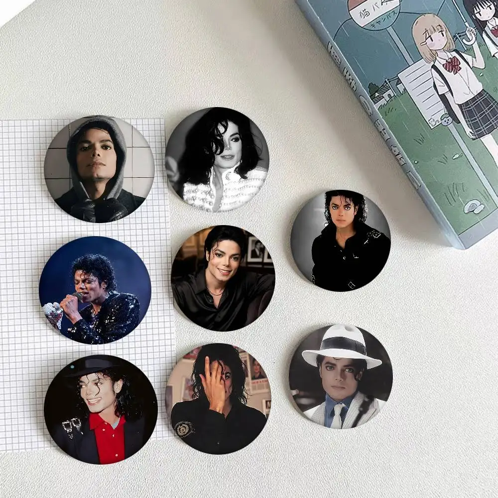 1 Stück Michael Jackson Vintage-Cartoon-Stil-Abzeichen, Broschen für Rucksackdekoration, runde Emaille-Pins für Accessoires