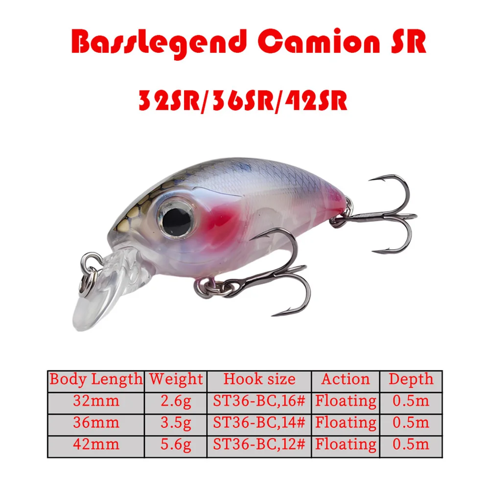 

BassLegend Camion SR Fishing Bass Lures Little Miny Crankbaits Shallow Running Crankbait Wobbler Black Bass 32SR 36SR 42SR