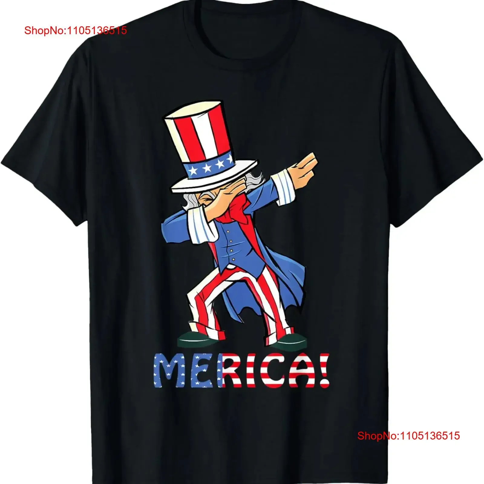 Dabbing Uncle Sam Merica USA Flag 4th Of July Boys Girls T Shirt  vintage Washed Breathable Versatile Unisex Comfortable