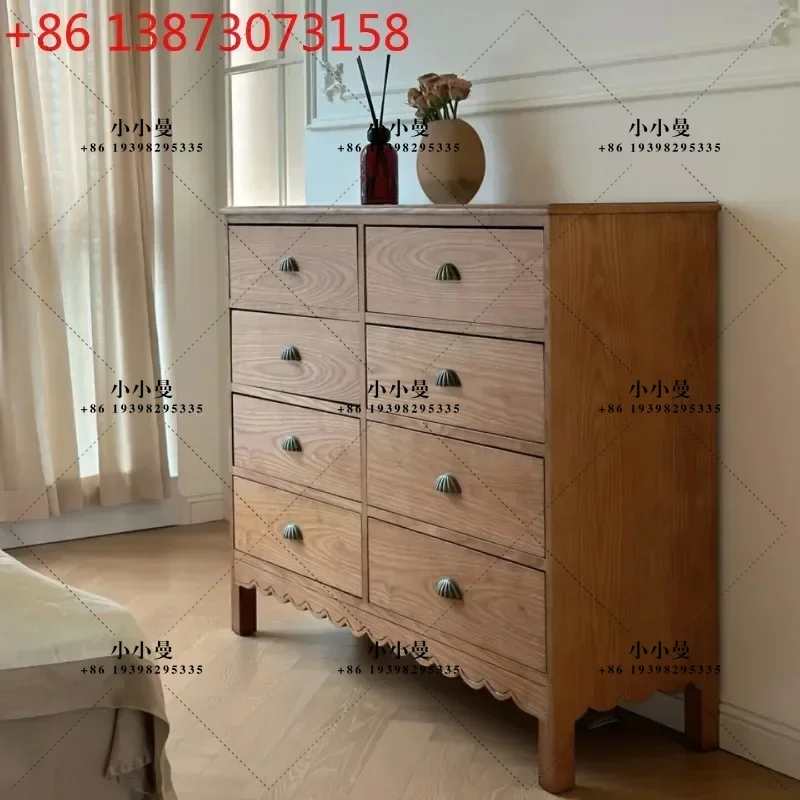 Vintage style solid wood vintage style homestay light luxury storage cabinets support customization