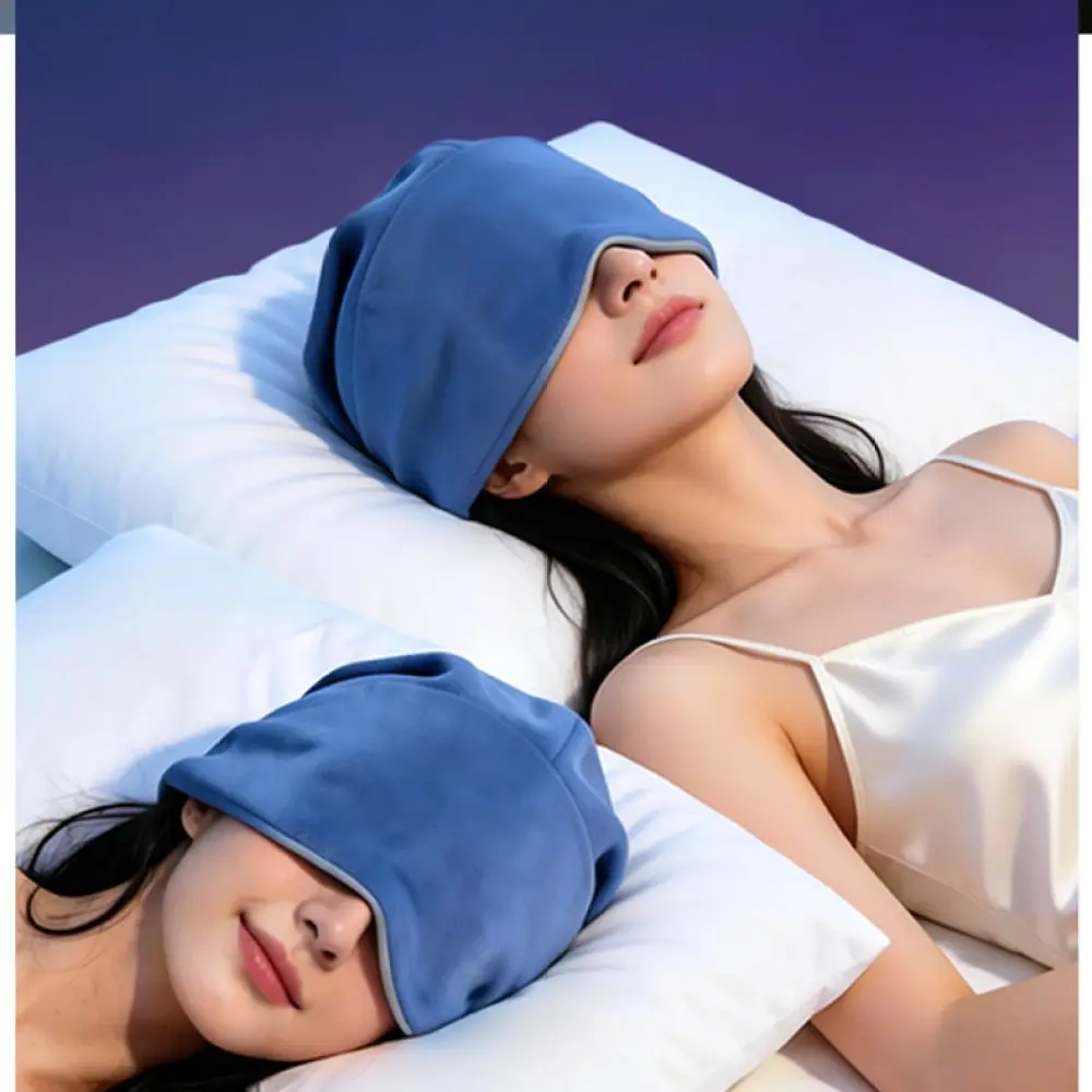 Weighted Deep Sleep Hat Velvet Eye Mask Shade Cover Relaxing Headband For Travel Office Nap Daily Wear Unisex