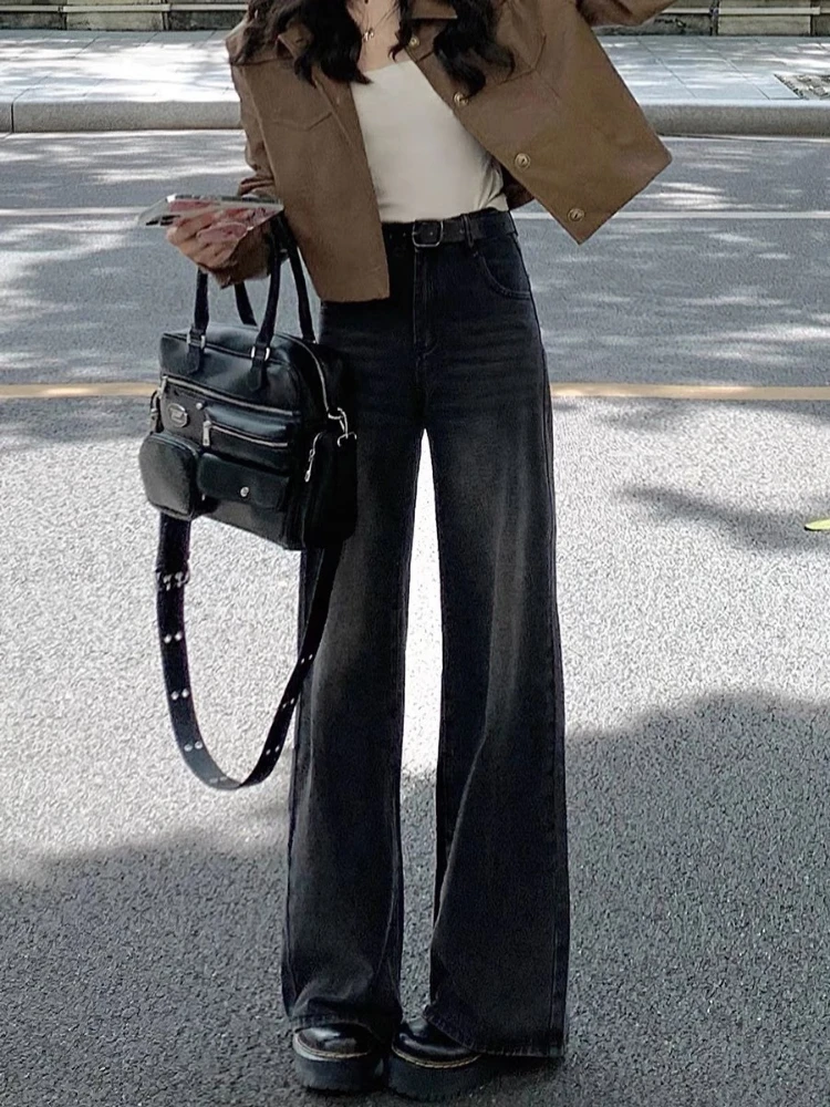 

Новые джинсы Y2K в винтажном стиле для женщин, с высокой талией, прямые, в американском стиле, осенне-зимние, облегающие брюки 2026 года