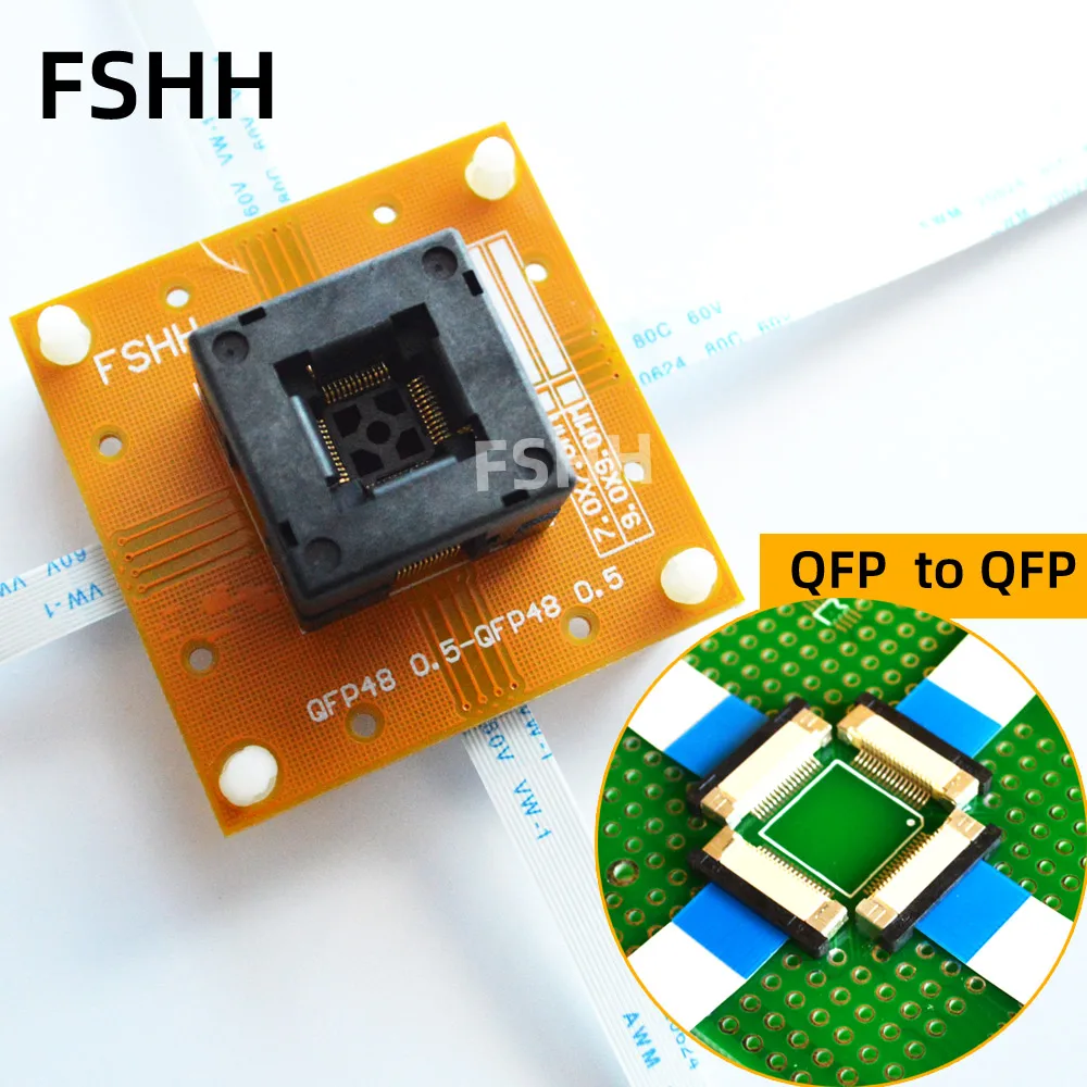 QFP48 to QFP48 test socket TQFP48 LQFP48 Pitch 0.5mm to 0.5mm chip does not need to be welded online test socket adapter
