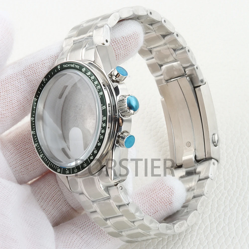 40mm vk63 silver Stainless Steel Case Moon back cover for For Speed Master VK63 VK64 Quartz Movement 32.5MM Dial watch Accessory