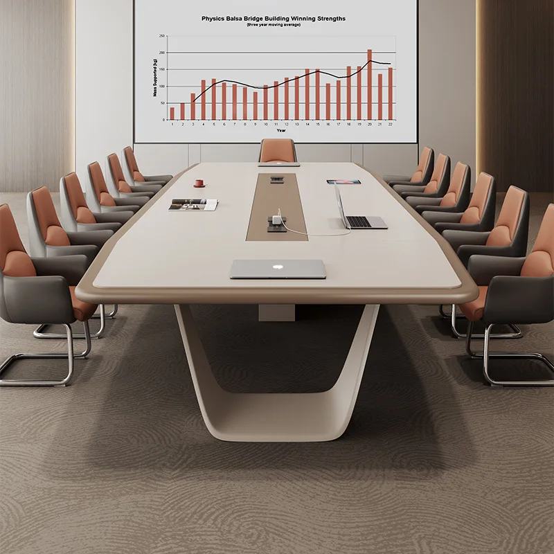 Creative light luxury paint conference table long table simple modern large rectangular conference room table and chair combinat