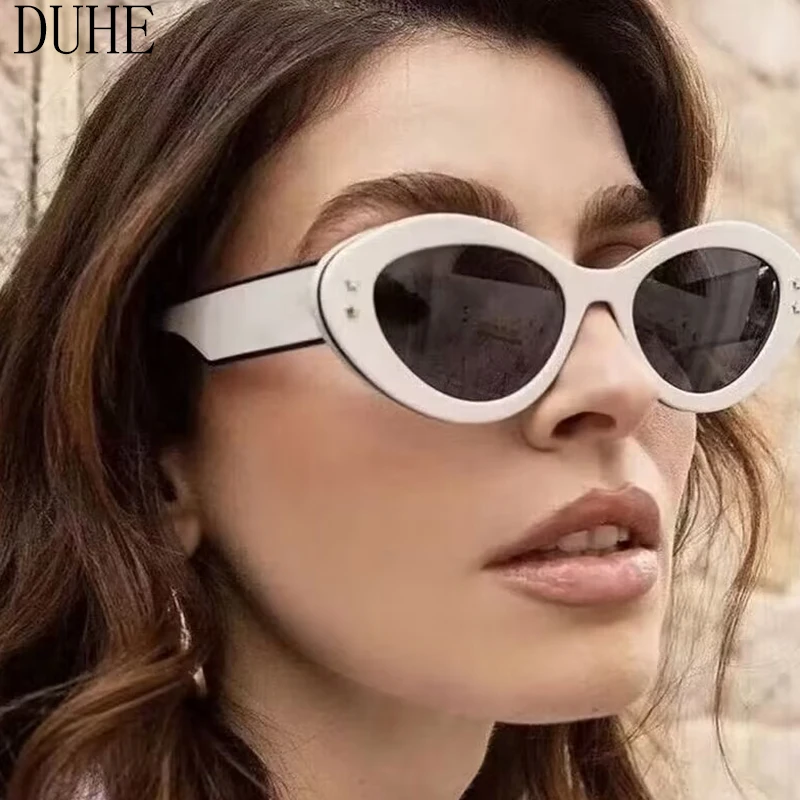 Oval Cat Eye Fashion Sunglasses Women's High-End Luxury Personalized Commuting Sunglasses Outdoor Retro Simple Sunglasses UV400.