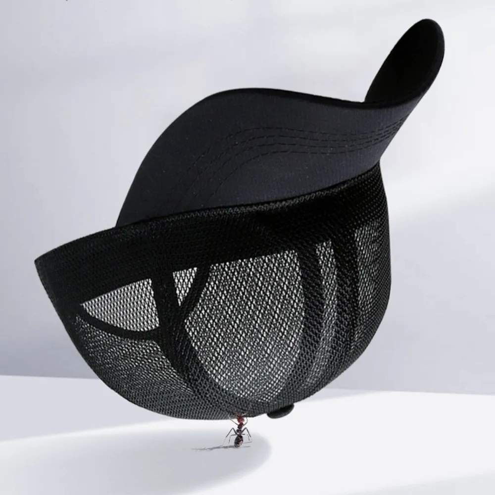 Adjustable Full Mesh Baseball Cap Sun Protection Openwork Breathable Mesh Cap Soild Color Polyester Hollow Out Baseball Cap